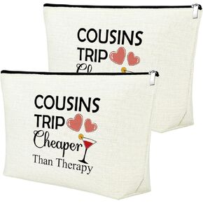 Cousin Makeup Bags for Women 2 Pieces Cousins Trip Gifts Bags Bulk Inspirational Gift for Cousin Gifts from Cousins Funny Gifts for Cousin Cosmetic Bag Female Friendship Weekend Gifts Birthday Gift