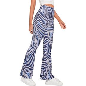 سروال رخام Rave للنساء - بناطيل بوهو مضيئة قابلة للتمدد بأرجل واسعة من السبعينيات، سراويل عالية الخصر، ملابس مهرجان الديسكو in Kuwait