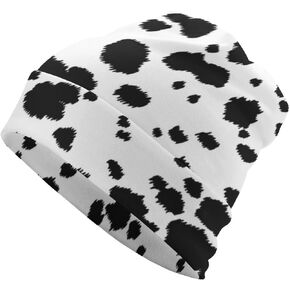 Cow Print Beanie Hat for Men Women Knit Warm Casual Hats Classic Winter Cap