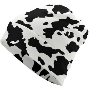 Cow Print Beanie Hat for Men Women Knit Warm Casual Hats Classic Winter Cap in Kuwait