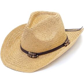 Old Stone Straw Cowboy Cowgirl Hat for Men/Women Unisex Summer Winter Wide Brim Sun Hat Dallas Western Style for Safari Fishing Beach Golf Hiking Multipurpose,Chloe Light Brown