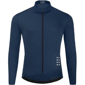 Men's Basic Cycling Jerseys Long Sleeves Quick Dry Mountain Bike Bicycle Shirt for Men with Back Pockets