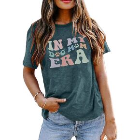 in My Dog Mom Era Shirt Women Funny Paw Print Dog Lover Gift Tee Cute Dog Mom Short Sleeve T-Shirt Tops