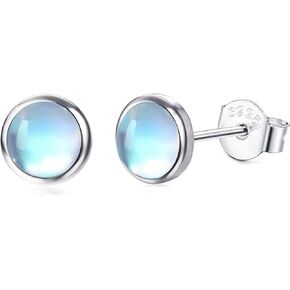 Milacolato 925 Sterling Silver Moonstone Stud Earrings 14K Gold Plated Synthetic Moonstone Earrings Moonstone Jewelry for Women Hypoallergenic Earrings for Sensitive Ears