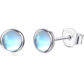 Milacolato 925 Sterling Silver Moonstone Stud Earrings 14K Gold Plated Synthetic Moonstone Earrings Moonstone Jewelry for Women Hypoallergenic Earrings for Sensitive Ears