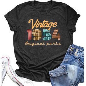 المرأة 70th عيد ميلاد تي شيرت خمر 1954 قمصان سبعين عيد ميلاد زهرة الجرافيك القمم عادية هدية عيد ميلاد قصيرة الأكمام المحملة in Kuwait