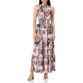 Shoshanna Women's Savanna Shadow Floral Halter Neck Ankle Length Dress