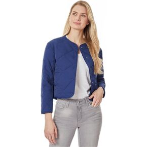 Jones New York Women's Quilted Collarless Jacket with Snaps