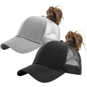 Solid Ponytail Hat Baseball Cap Cotton Mesh High Bun Pony Cap Women 56-58cm (22"-23") in Kuwait