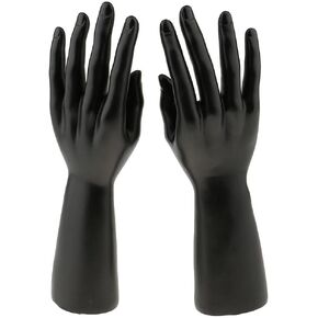 1 Pair Hand Mannequin Jewelry Display Stand Male Hand Model Bracelet Bangle Gloves Ring Display Stand Organizer Watch Holder, Black