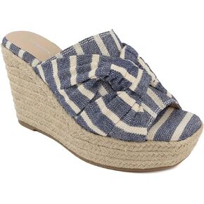 صندل LONDON FOG النسائي Heidi Espadrille بكعب عريض مع تفاصيل عقدة على شكل فيونكة