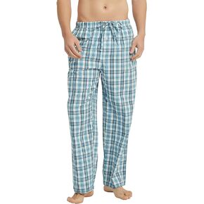 Vulcanodon Men's Cotton Woven Pajama Pants, Soft Lounge Pajama Pants with big pockets for Men Plaid Pj Bottoms