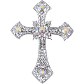 Alilang Holy Anglo Saxon Clear Crystal rhinestone Christian Cross Jewelry Pin Brooch