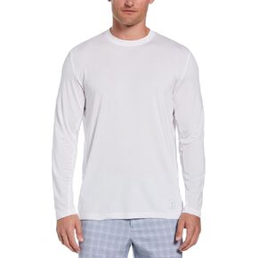 PGA TOUR Men's Mixed Media Sun Protection Long Sleeve Crew Neck Golf Shirt