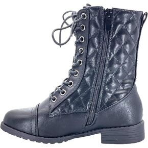 ABSOLEX Girl's Toddle/Little Kid/Big Kid Lace up Round Toe Low Heel Combat Boots
