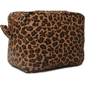 JIU HONG CHAO Leopard Cosmetic Bags Big Cheetah Print Makeup Bag Lightweight Canvas Travel Toiletry Purses Accessories Organizer Pouch Gifts for Women