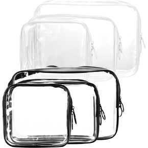 6 Pieces Clear Toiletry Bags, Portable Waterproof Clear PVC Cosmetic Makeup Bag, TSA Approved Quart Size Travel Toiletry Bags for Woman Men Traveling, Airport Airline, 3 Sizes, Clear, Portable in Kuwait