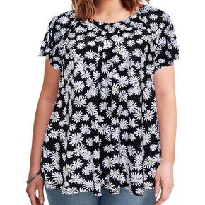 Womens Plus Size Tops Short Sleeve Shirt Flutter Flowy Loose Blouse Tunic Top 1X-4X