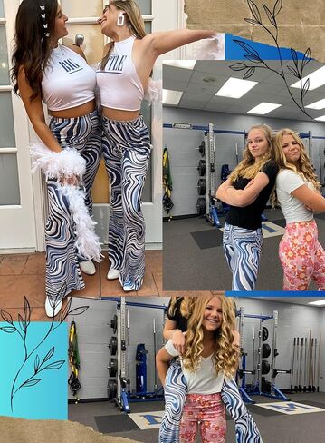 سروال رخام Rave للنساء - بناطيل بوهو مضيئة قابلة للتمدد بأرجل واسعة من السبعينيات، سراويل عالية الخصر، ملابس مهرجان الديسكو in Kuwait