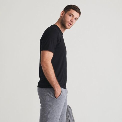 تي شيرت يومي للرجال - مقاس كلاسيكي بأكمام قصيرة، ملابس أساسية، تي شيرت غير قابل للانكماش، قميص للتمرين in Kuwait