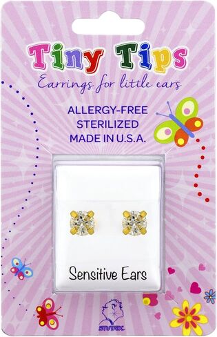 أقراط أطفال صغيرة من Studex | أزرار زينة زركونيا مكعبة | مجوهرات خالية من النيكل ولا تسبب الحساسية للأذنين الحساسة | هدية عيد ميلاد للفتيات الصغيرات in Kuwait