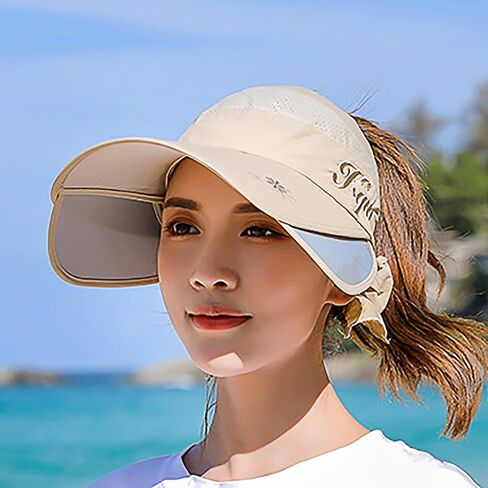 Sun Hats for Women Wide Brim Visors Caps Floppy Beach Shell Packable for Hiking Golf Tennis Outdoors in Kuwait