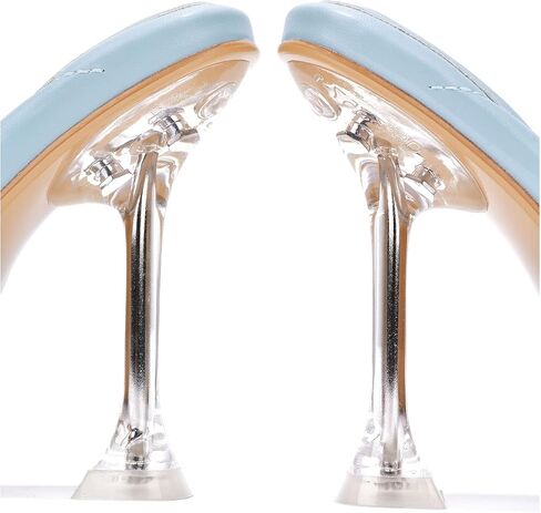 Cape Robbin Cecilla Sexy Quilted Stiletto High Heels for Women, Clear Slip On Heeled Mule Shoes with Balls Decoration in Kuwait