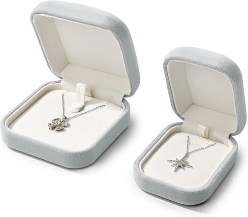 Velvet Jewelry Gift Box for Necklace Pendant Small Grey Velvet Jewelry Pendant Necklace Gift Box in Saudi Arabia