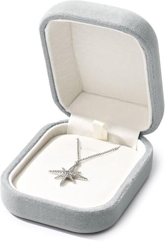 Velvet Jewelry Gift Box for Necklace Pendant Small Grey Velvet Jewelry Pendant Necklace Gift Box in Saudi Arabia