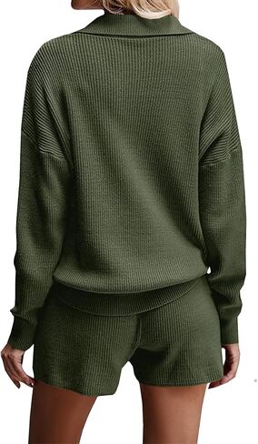 طقم سترة PJ للسيدات من Langwyqu برقبة على شكل حرف V وسروال قصير برباط وملابس نوم مكونة من قطعتين in Kuwait