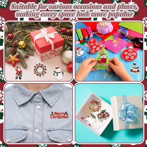 32 Pcs Christmas Pin Brooch Set for Women Multicolored Rhinestones Crystal Holiday Pins Including Santa Claus, Reindeer, Snowman for Christmas Jewelry Ornament Gifts in Saudi Arabia