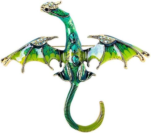 Enamel Dragon Brooch Vintage Punk Dragon Animal Brooch Domineering Flying Dragon Brooch Personality Clothing Hat Bag Accessories for Men and Women in Saudi Arabia