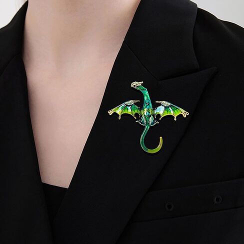 Enamel Dragon Brooch Vintage Punk Dragon Animal Brooch Domineering Flying Dragon Brooch Personality Clothing Hat Bag Accessories for Men and Women in Saudi Arabia