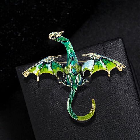 Enamel Dragon Brooch Vintage Punk Dragon Animal Brooch Domineering Flying Dragon Brooch Personality Clothing Hat Bag Accessories for Men and Women in Saudi Arabia