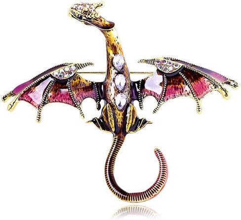Enamel Dragon Brooch Vintage Punk Dragon Animal Brooch Domineering Flying Dragon Brooch Personality Clothing Hat Bag Accessories for Men and Women in Saudi Arabia