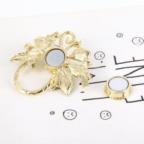 NOUMANDA Women Summer Style Clear Crystal Flower Green Leaves Magnetic Eyeglass Holder Brooch Pin Jewelry in Saudi Arabia
