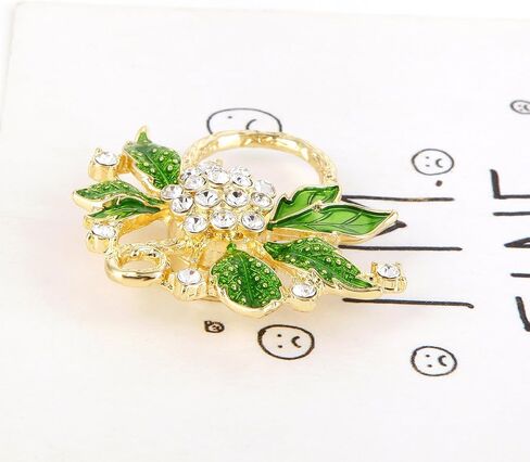 NOUMANDA Women Summer Style Clear Crystal Flower Green Leaves Magnetic Eyeglass Holder Brooch Pin Jewelry in Saudi Arabia