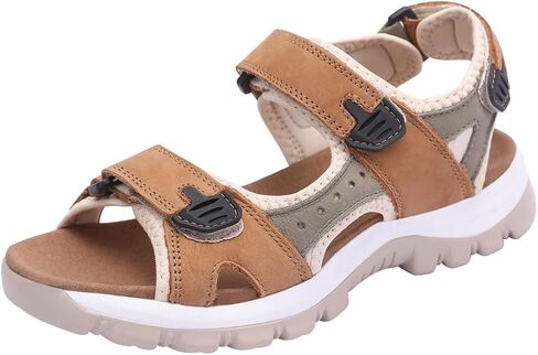 Harssidanzar Women's Leather Sandals Outdoor Sandals Hiking Sandals Casual Walking Sandals Strap Adjustable Beach Sandals For Women SL256US in Saudi Arabia