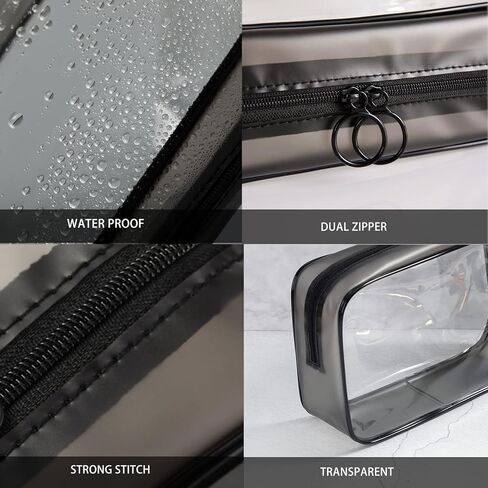 6 Pieces Clear Toiletry Bags, Portable Waterproof Clear PVC Cosmetic Makeup Bag, TSA Approved Quart Size Travel Toiletry Bags for Woman Men Traveling, Airport Airline, 3 Sizes, Clear, Portable in Kuwait