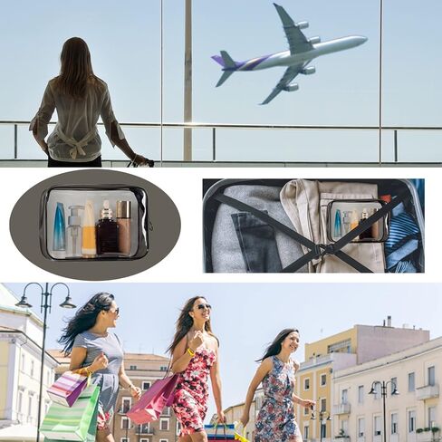 6 Pieces Clear Toiletry Bags, Portable Waterproof Clear PVC Cosmetic Makeup Bag, TSA Approved Quart Size Travel Toiletry Bags for Woman Men Traveling, Airport Airline, 3 Sizes, Clear, Portable in Kuwait