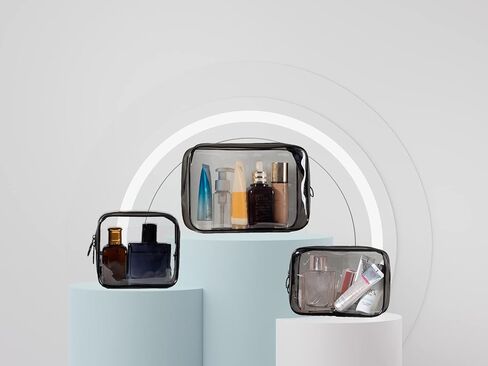 6 Pieces Clear Toiletry Bags, Portable Waterproof Clear PVC Cosmetic Makeup Bag, TSA Approved Quart Size Travel Toiletry Bags for Woman Men Traveling, Airport Airline, 3 Sizes, Clear, Portable in Kuwait