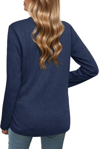 Pintimi إمرأة طويل الأكمام تونك قمم عارضة Crewneck تي شيرت الجبهة تويست الأعلى المحملة بلوزة لطماق in Kuwait