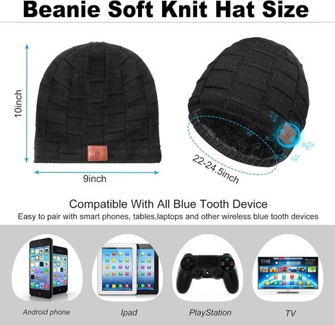 2 Pieces Bluetooth Beanie Hat Wireless Beanies Electronic Headphone Warm Knit Hats Music Hats Running Accessories Thanksgiving Christmas for Men Women Hunting Camping Climbing Winter Outdoor Sports in Saudi Arabia