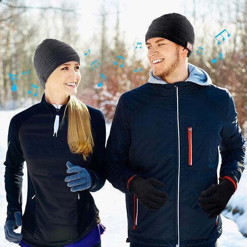 2 Pieces Bluetooth Beanie Hat Wireless Beanies Electronic Headphone Warm Knit Hats Music Hats Running Accessories Thanksgiving Christmas for Men Women Hunting Camping Climbing Winter Outdoor Sports in Saudi Arabia