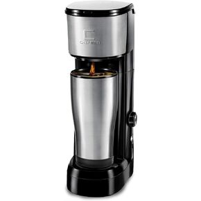 صانع القهوة من Chefman Instabrew ذو الخدمة الواحدة لكبسولات K-Cup المطحونة الطازجة والشاي ذو الأوراق الفضفاضة مع إعادة الغلي الفوري وفلتر إضافي قابل لإعادة الاستخدام، مدمج 14 أونصة، أسود/فولاذ مقاوم للصدأ، الكوب غير متضمن