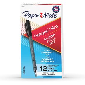 Paper Mate Flexgrip Ultra Stick Medium Point Ballpoint Pen, 12-Count