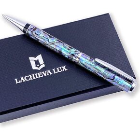 LACHIEVA LUX Abalone Shell Ballpoint Pen, Luxury Gift for Men & Women, German P900M Refill, Executive Writing Pen in Gift Box