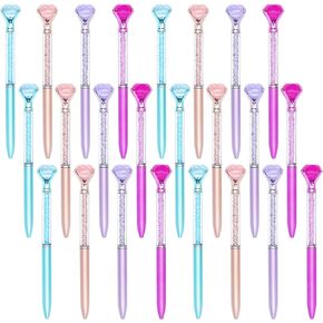 24Pcs Diamond Pen Rhinestone Crystal Ballpoint Pens Cute Pretty Fancy Pens with Black Ink for Journaling Kids Girls Women Students Teacher Bridal Shower Gift Office School Supplies
