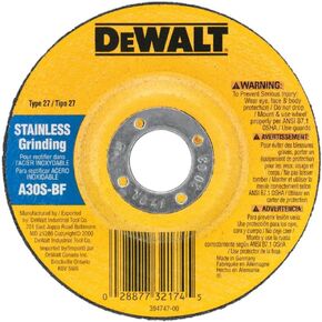 DEWALT DW8414 4-1/2" X 1/4" X 7/8" Stainless Steel Grinding Wheel