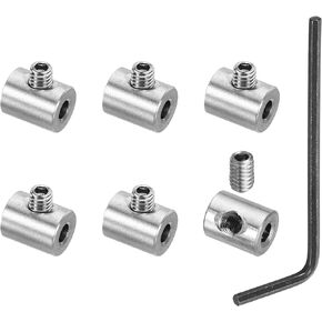 PATIKIL 3mm Hole Wire Rope Clips Set, 6 Pcs 304 Stainless Steel Single Holes Lock Cable Clamps Clip with M4 Hexagon Screws Spanner for Cable Fitting, Silver